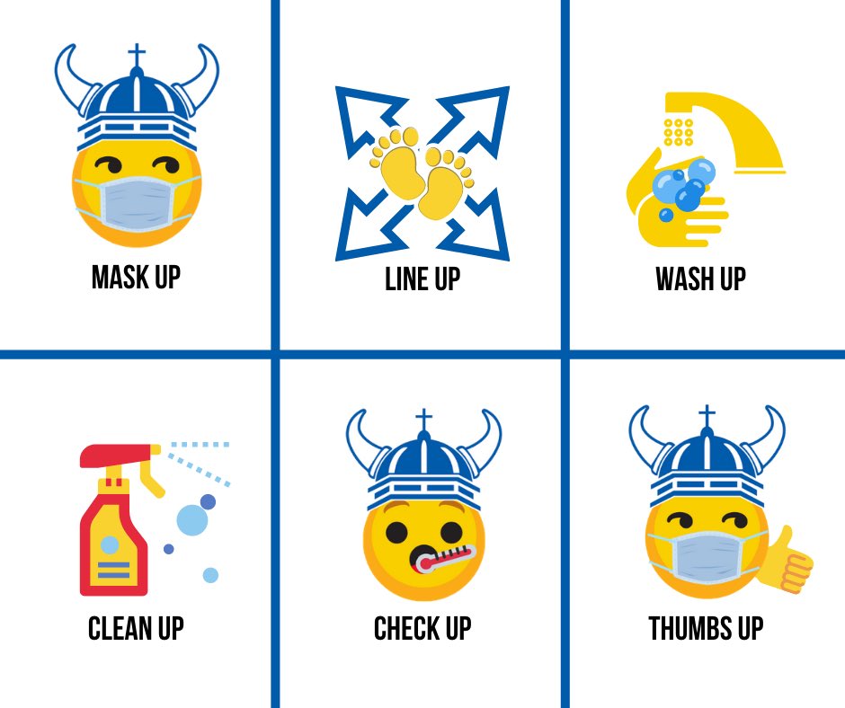 VillaMadonna's tweet photo. Vikings, we need your help to have a healthy school year. Masks, social distancing, hand washing, sanitizing, and self health checks are simple things we all can do! https://t.co/bcehOUdKJG