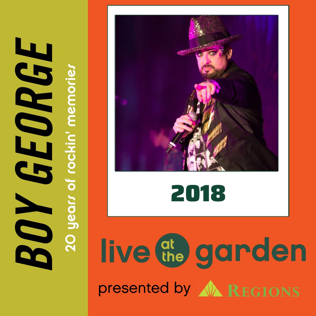 Live at the Garden (@liveatthegarden) on Twitter photo Let's sing it: karma, karma, karma, karma, karma chameleon! <a href="/BoyGeorge/">Boy George</a> had all of us dancing on our feet that warm July night in 2018! As a reminder, we will be featuring artist memories and photos from our 20 years each week. Send us yours! #20TUESDAY <a href="/askRegions/">Regions Bank</a> Let's sing it: karma, karma, karma, karma, karma chameleon! <a href="/BoyGeorge/">Boy George</a> had all of us dancing on our feet that warm July night in 2018! As a reminder, we will be featuring artist memories and photos from our 20 years each week. Send us yours! #20TUESDAY <a href="/askRegions/">Regions Bank</a>