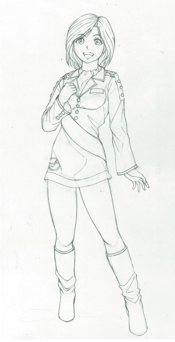 Miakesan 高知 Twitterissa 白川エツ子少尉 堀江美都子さん の下書きが出来ました 今回は髪を出したかったので軍帽は無し この絵のペン入れは少し置いといて 明後日から背景の を描きます 明日は休憩がてらお返事返し 暑くてシャワー 扇風機