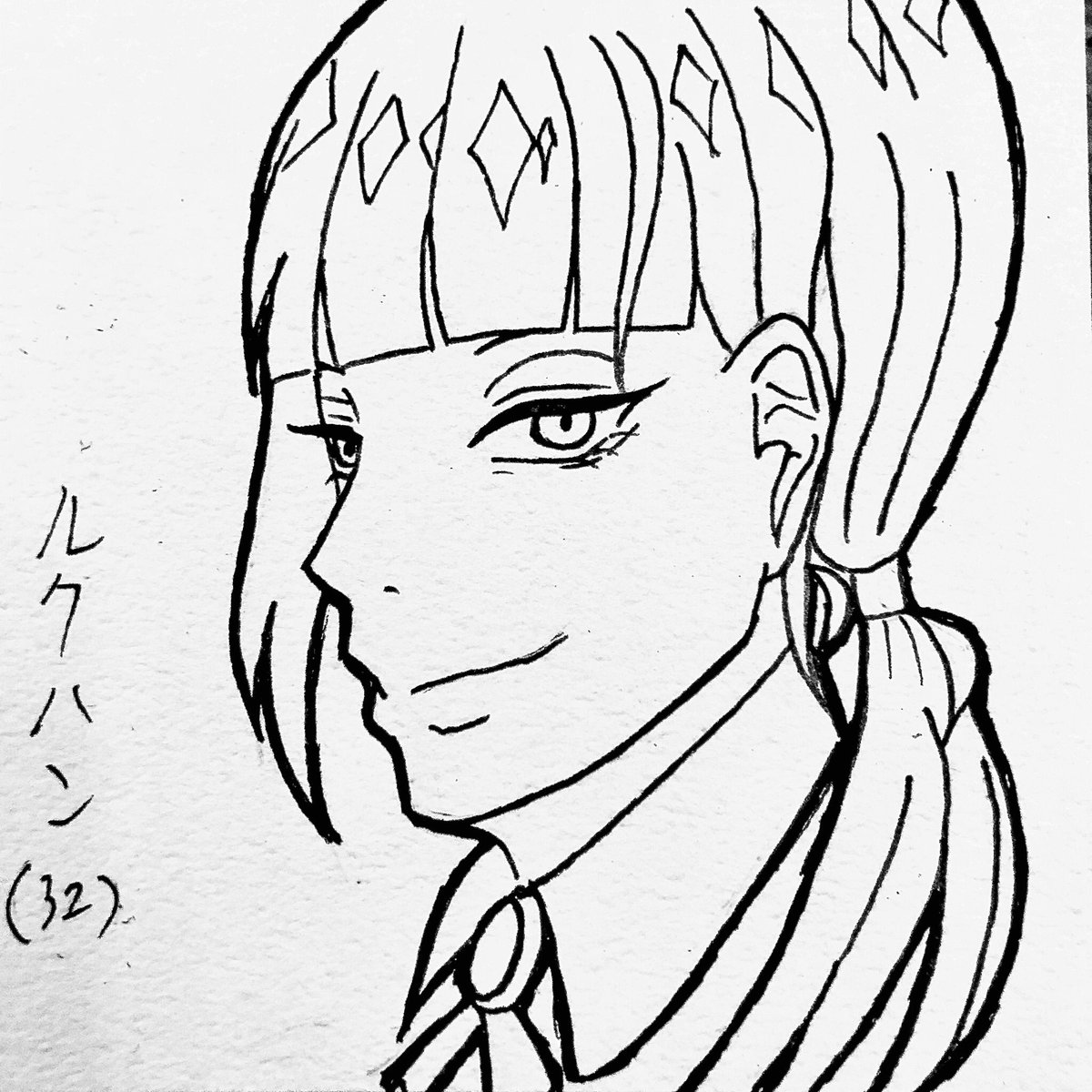 殴り描き 32 髪伸ばしててくれ 一つに纏めててくれ でも 前髪パッツンの オハギの漫画