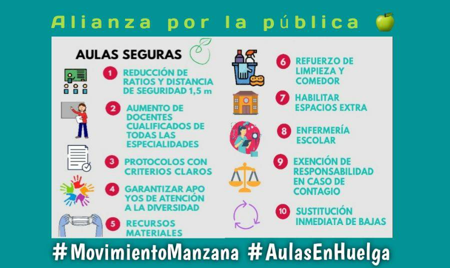 Comenzamos la campaña chicxs!!! Unidos exigimos a la <a href="/ComunidadMadrid/">Comunidad de Madrid</a> definir YA medidas para que la vuelta al cole sea segura #YLasMedidasPaCuando #AulasEnHuelga #MovimientoManzana

Sin medidas de seguridad no habrá vuelta a las aulas <a href="/IdiazAyuso/">Isabel Díaz Ayuso</a> <a href="/eossoriocrespo/">Enrique Ossorio</a> <a href="/CelaaIsabel/">Isabel Celaá</a>