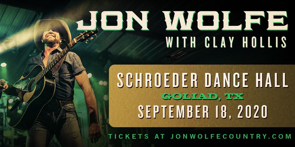 Due to much needed in-house renovations, the management team has decided to push the date of the <a href="/jonwolfe/">Jon Wolfe</a> &amp; <a href="/clayhollismusic/">Clay Hollis</a> show from August 21st to Friday, September 18th, 2020. We're all set and ready to move forward with this GREAT show! 

We'll see everyone at the show!!!
