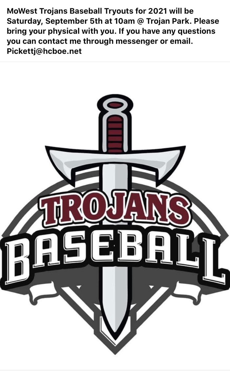 jPickett23's tweet photo. MoWest Trojans Baseball Tryouts! https://t.co/e3YxW1OZfC