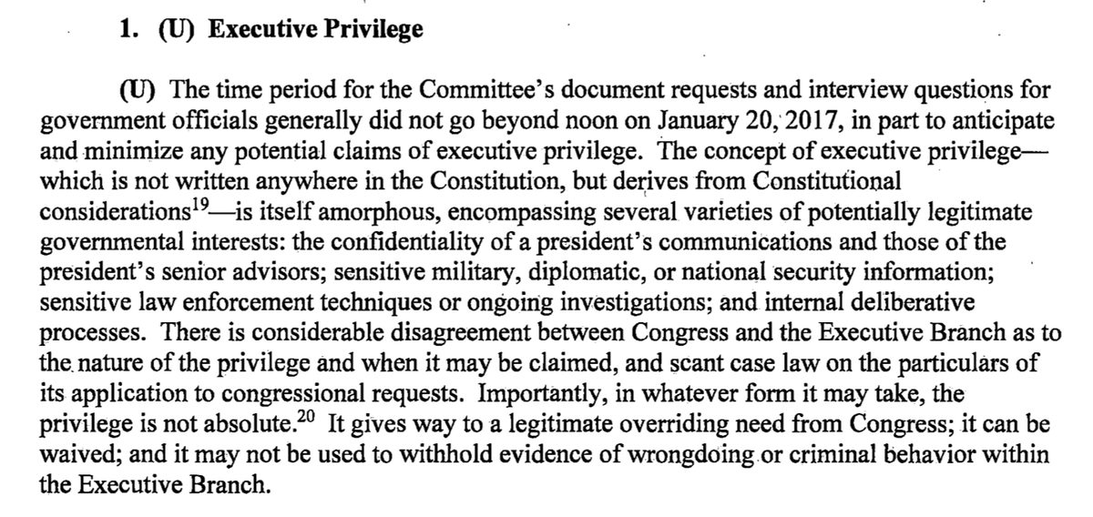 IMPORTANT: SSCI kept its inquiries - as did Mueller - to the time *before* Trump was president, obviating most if not all issues of Executive Privilege.And there's STILL 1000 pages in the UNCLAS counterintelligence report!