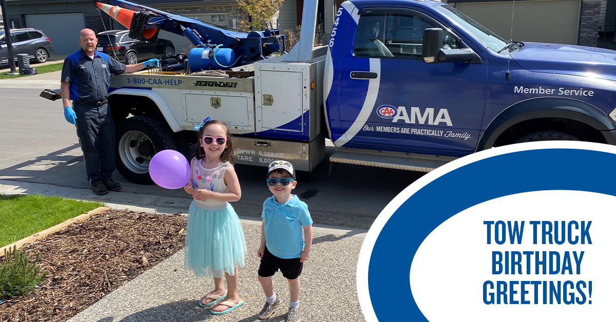 AMAcommunity's tweet photo. Whether your loved one is turning 8 or 80, weโd love to help them celebrate! Book an AMA Tow Truck to bring a special birthday greeting, and share your pictures with us! ๐ ๐ #AMAcommunity #yeg #yyc https://t.co/qZxRedUZoi https://t.co/EzmzWvTkMD