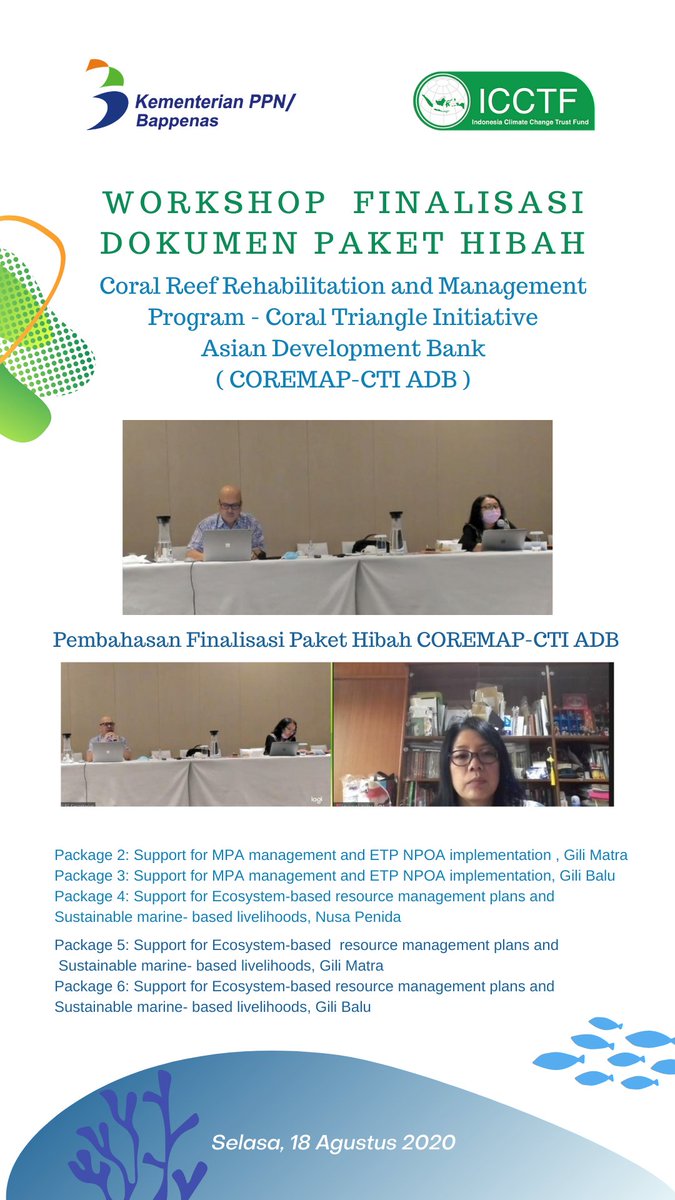 icctfofficial's tweet photo. Selamat malam #SahabatPembangunanIklim!
#UPDATE 18 Agustus 2020 Indonesia Climate Change Trust Fund mengadakan Workshop Finalisasi Dokumen Paket Hibah COREMAP-CTI - Asia Development Bank (ADB)
#COREMAPCTI #PelestarianTerumbuKarang #SustainableOcean #SustainableFishery https://t.co/hZItRmdW25