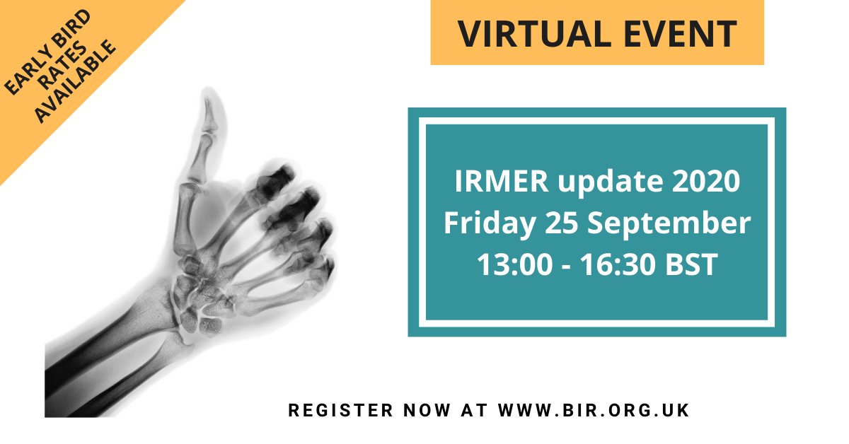 Join us on 25 September for the '#IRMER update 2020' virtual event! Register now - for early bird rates! bit.ly/Brachytherapy20 
<a href="/IPEM_RP_SIG/">IPEM_RP_SIG</a> 
 bit.ly/irmer2020