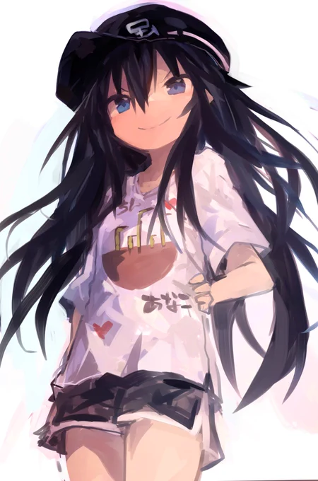 お土産コーナーのTシャツを着こなすレディ 