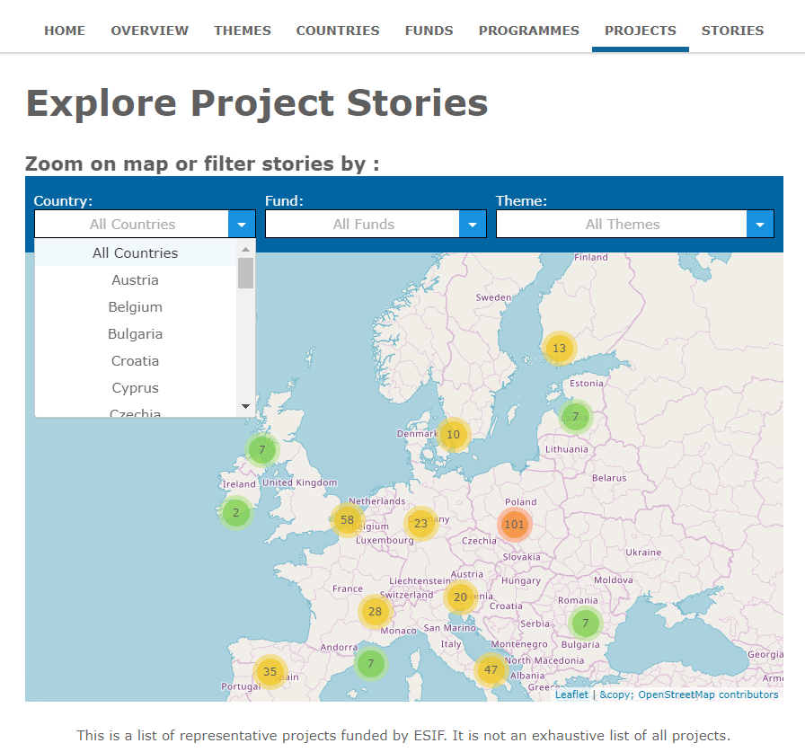 RegioEvaluation's tweet image. Looking for #coehsionpolicy projects examples? We have nearly 400 short videos and project descriptions on our #ESIFopendata platform for you to explore. Search the map, by country or by theme ➡️cohesiondata.ec.europa.eu/projects