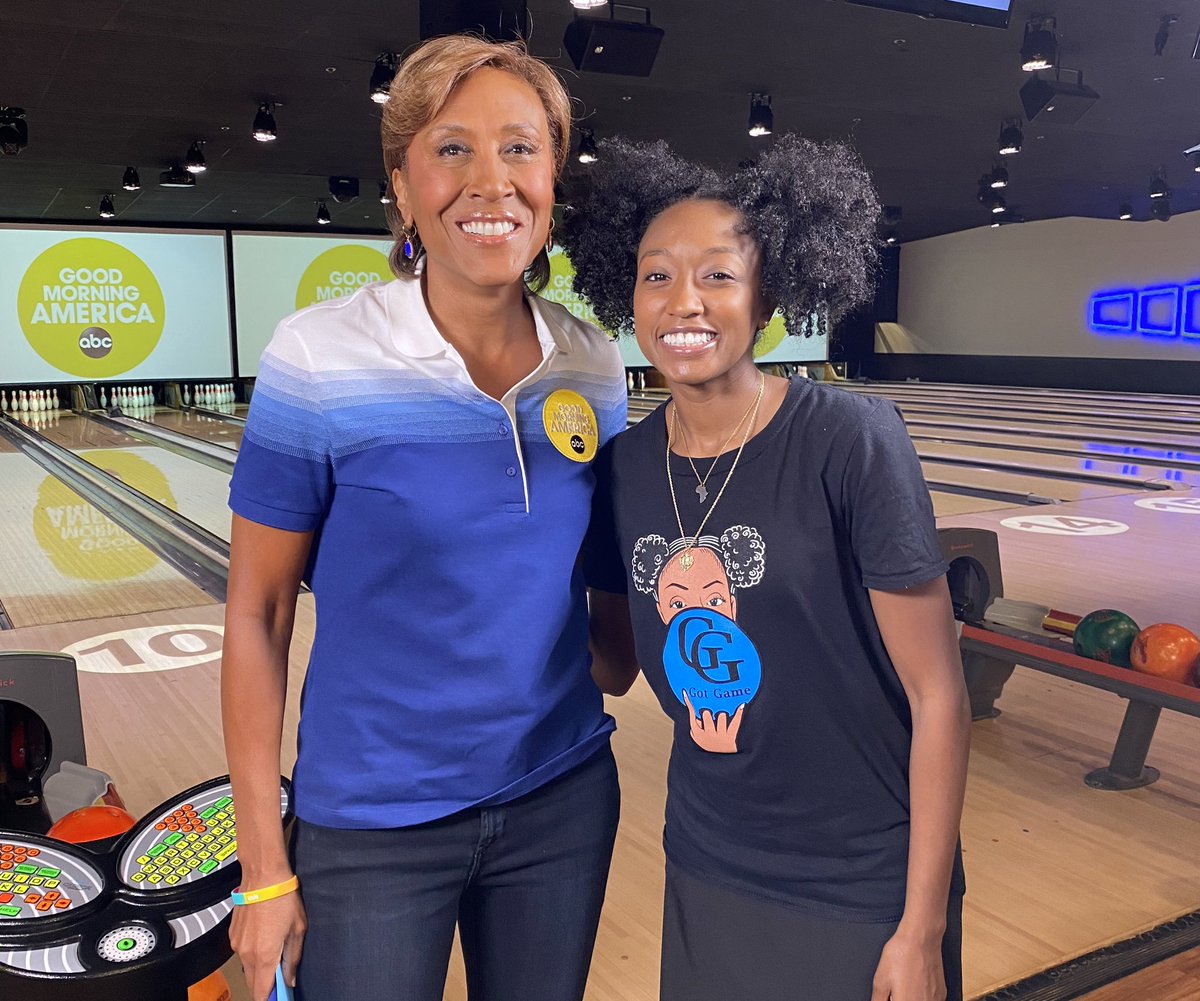 Former <a href="/Huskers/">Nebraska Huskers</a> standout <a href="/gmason_10/">GG</a> was featured on <a href="/GMA/">Good Morning America</a> today with <a href="/RobinRoberts/">Robin Roberts</a> as she inspires a new generation of bowlers. 

goodmorningamerica.com/living/video/r…