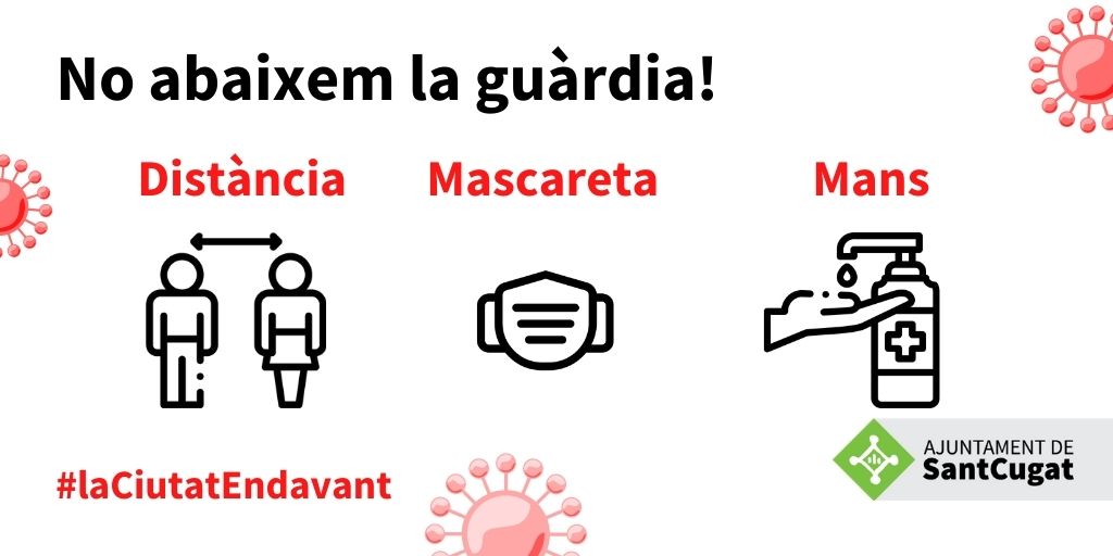 🤚 És responsabilitat de cadascun de nosaltres aturar la propagació del coronavirus 🦠

👍 I és ben fàcil  
😷Posa’t la mascareta 
🤲 Renta't les mans 
↔️ Respecta la distància

✂️ Entre tots i totes tallem la cadena de contagis de #COVID19 ✂️

#laCiutatEndavant