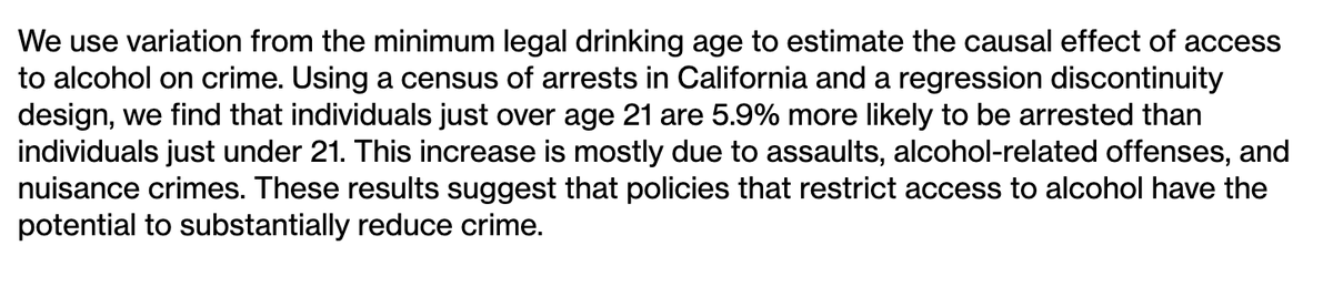 Another series of interventions address substance abuse. Reducing access to alcohol can reduce violent crime.E.g., age restrictions on access to alcohol reduces violent crime:  https://www.mitpressjournals.org/doi/10.1162/REST_a_00489