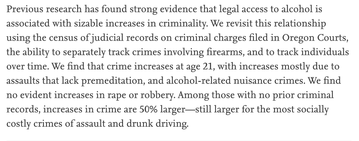 More evidence that age restrictions on access to alcohol reduce violent crime  @benconomics  @GlenWaddell: https://www.sciencedirect.com/science/article/abs/pii/S0167629617307191