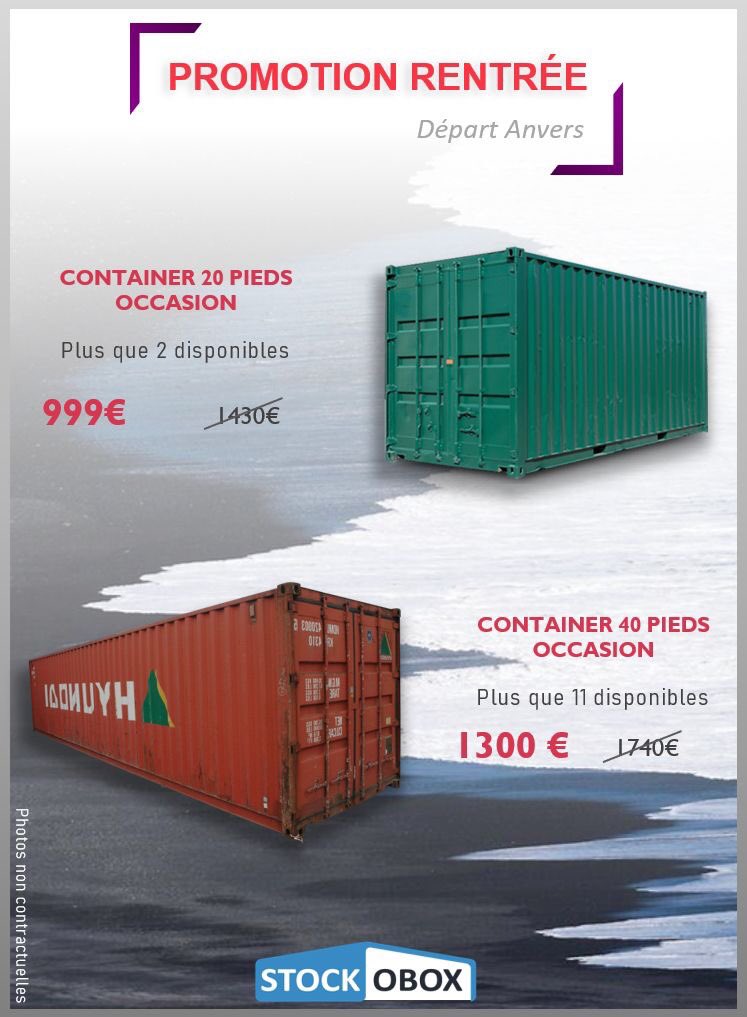 Stockobox's tweet photo. 💥PROMOTION rentrée 💥 

A partir de cette semaine découvrez nos promotions au départ de nombreux dépôts dans toute la 🇫🇷 et en 🇧🇪 

🌏 Aujourd’hui Toulouse et Anvers 

Contact : 0562078766 et commercial@stockobox.com

#conteneur#container#promotion#rentrée#toulouse#anvers https://t.co/DhRah8poPW