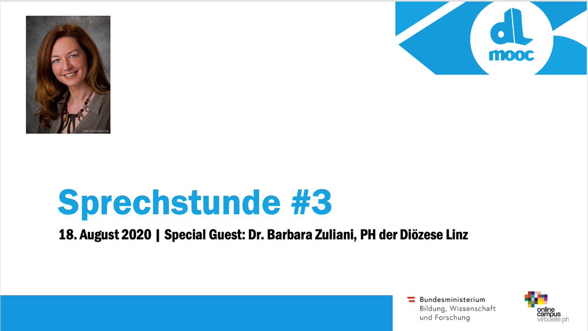 DL MOOC - Sprechstunde #3
Ich freue mich auf die gemeinsame Sprechstunde mit Martin Erian 😊! Der Fokus der Sprechstunde liegt auf dem Einsatz von Lernplattformen und alternativer Lösung für die Primarstufe sowie die beginnende Sekundarstufe I.
#DL #MOOC #PHDL