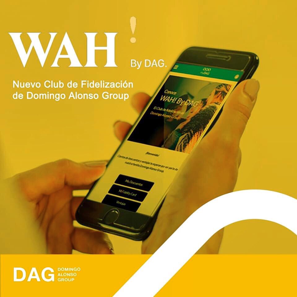 Llevábamos mucho tiempo guardando esta noticia tan especial🤩
Desde #DomingoAlonsoGroup queremos agradecer tu confianza en nosotros con un exclusivo mundo de ventajas.👏🏻💳
 Conoce ya nuestro nuevo Club de Fidelización para clientes WAH! By DAG.

📲wahbydag.com