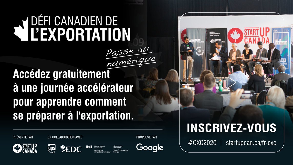 Startup_Canada's tweet photo. Découvrez comment le Service des délégués commerciaux @SDC_TCS aide les entreprises canadiennes à se mondialiser avec confiance à #DCX2020!
Inscrivez-vous ici: https://t.co/EyQpt0fZxW https://t.co/tgkmmN7SLn