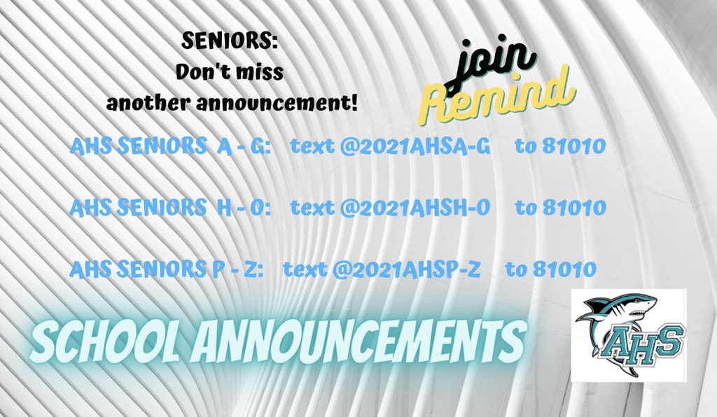 Shark Families - stay connected and NEVER miss another announcement! Sign up for our grade level Remind 101 today by student last name. Spread the word, Sharks 🙌🏼🦈 <a href="/ATL1SHARK/">Dr. Stephen C. Hinson</a>