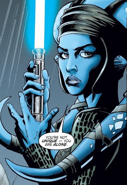 - Aayla Secura (portrayed by Jennifer Hale and Amy Allen) “Sometimes it takes courage to stick to one’s beliefs, young padawan”