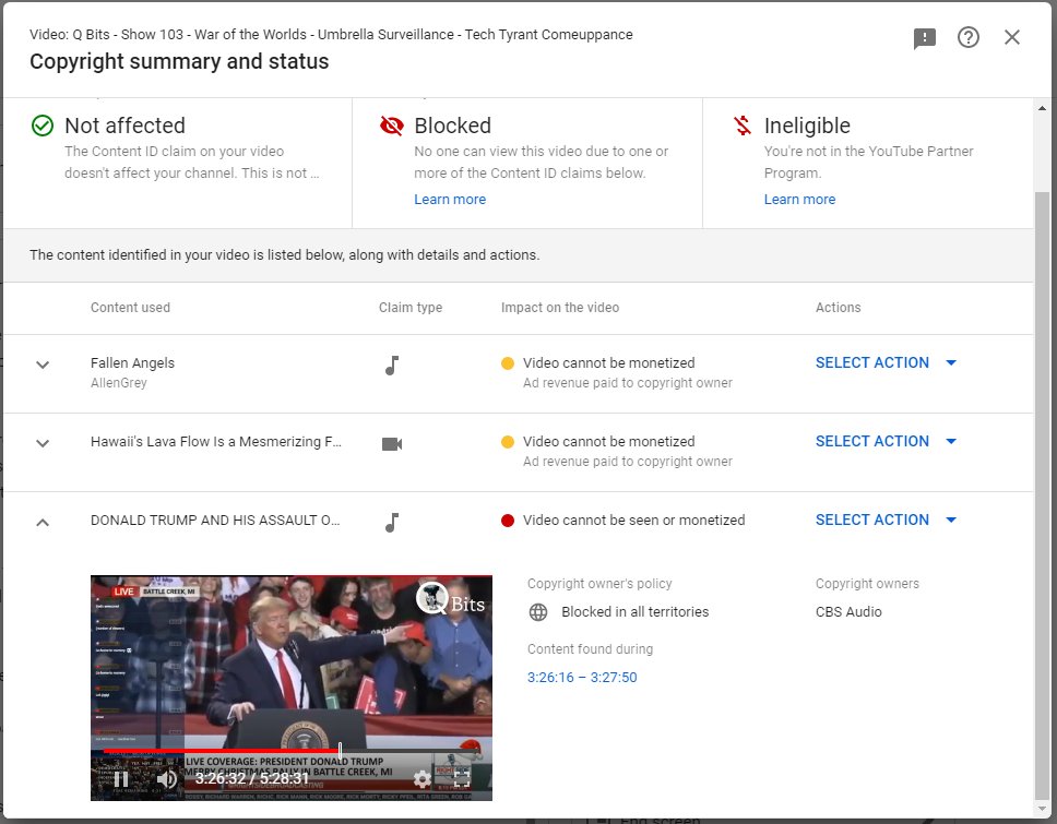  @realDonaldTrump Dear POTUS - I need your help. My channel supports you on YouTube. In the last two months, YT has been illegally censoring content & falsely enforcing CBS & Amazon COPYRIGHTS as a mechanism of censorship.This must stop. PLEASE HELP!