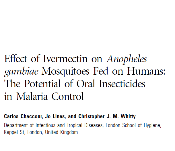 3/16My main interest in  #ivermectin has been its capacity to kill malaria vectors. This could reduce transmission. A new way to fight malaria. In 2008, with help from  @CMO_England, I conducted the first clinical trial to prove the concept: https://academic.oup.com/jid/article/202/1/113/888773