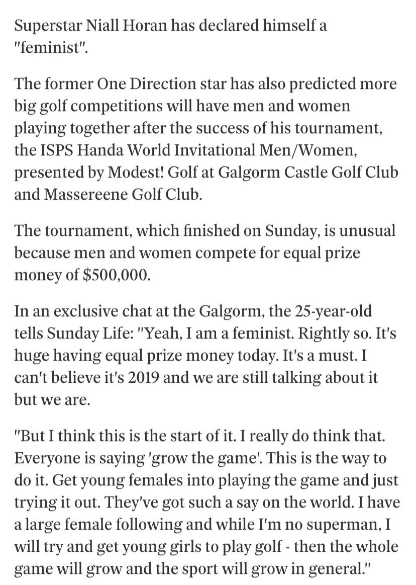 he declares himself a huge feminist and