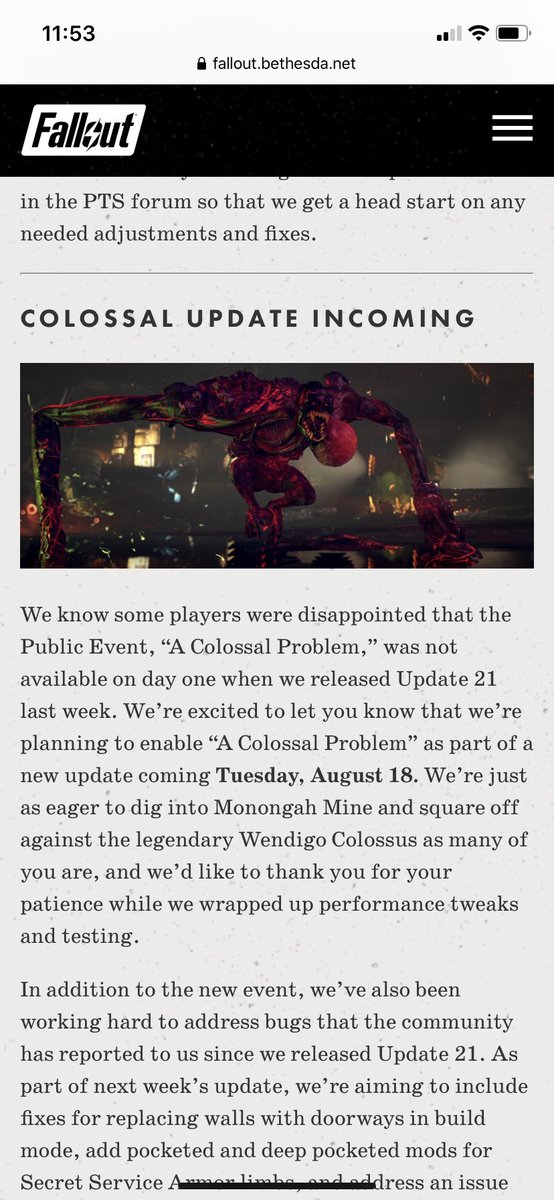 cavwillgetme's tweet photo. @Fallout @BethesdaSupport 
Soooo where is it? Let me guess pushed back again https://t.co/3HbmOdlHbu