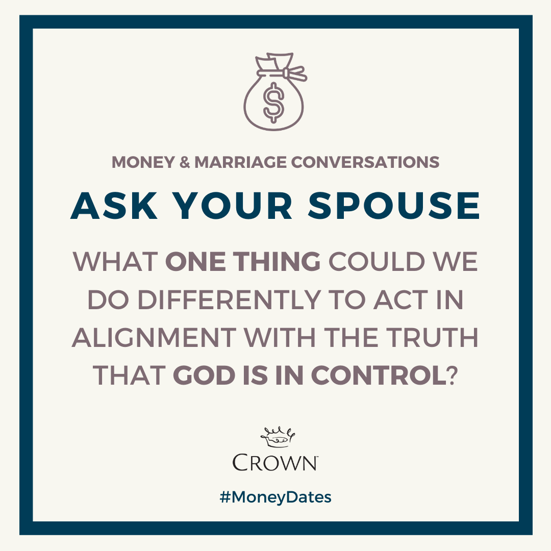 CrownUpdates's tweet image. Do you and your spouse act as if God is in control of your money? What one thing could you do differently to better reflect your alignment with His values and principles? Need ideas? Check out Crown's Money Dates Online Course
buff.ly/38XUKoF
#stewardship #moneydates