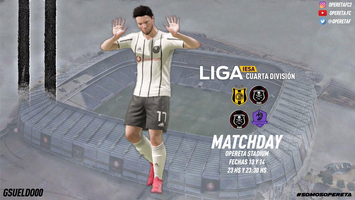 Arranca la semana para Opereta, fechas clave de la liga <a href="/IESAArgentina/">IESA</a> jugando contra los 2 primeros de la tabla

☠  *LIGA IESA* ☠

23:00 hs vs <a href="/CSYDMADRYNeS/">CSYD Madryn eSports</a> (Visitante) 🏟
23:30 hs vs <a href="/ChecuFc/">Checu CF</a> (Local) 🏟

#SomosOpereta