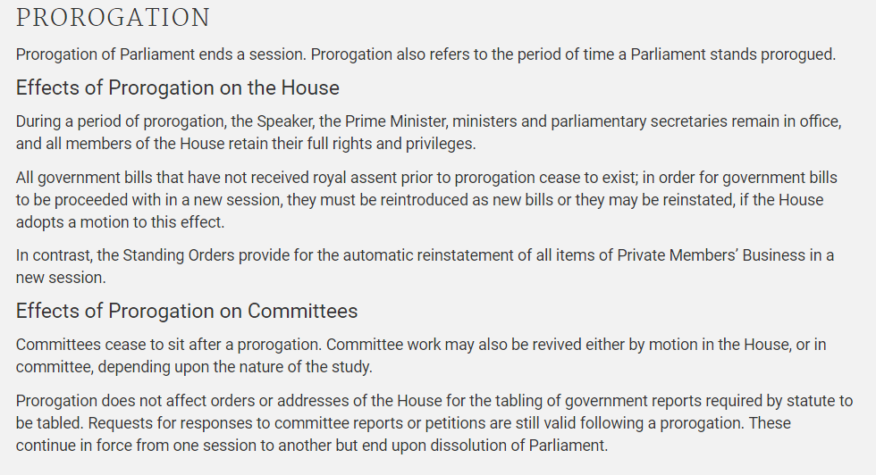 The media continues to do a disservice to Canadians by misinforming them of the nature of parliamentary procedures. Prorogation is not a "method of avoiding difficult circumstances." Its purpose is to reset a gov't's agenda.