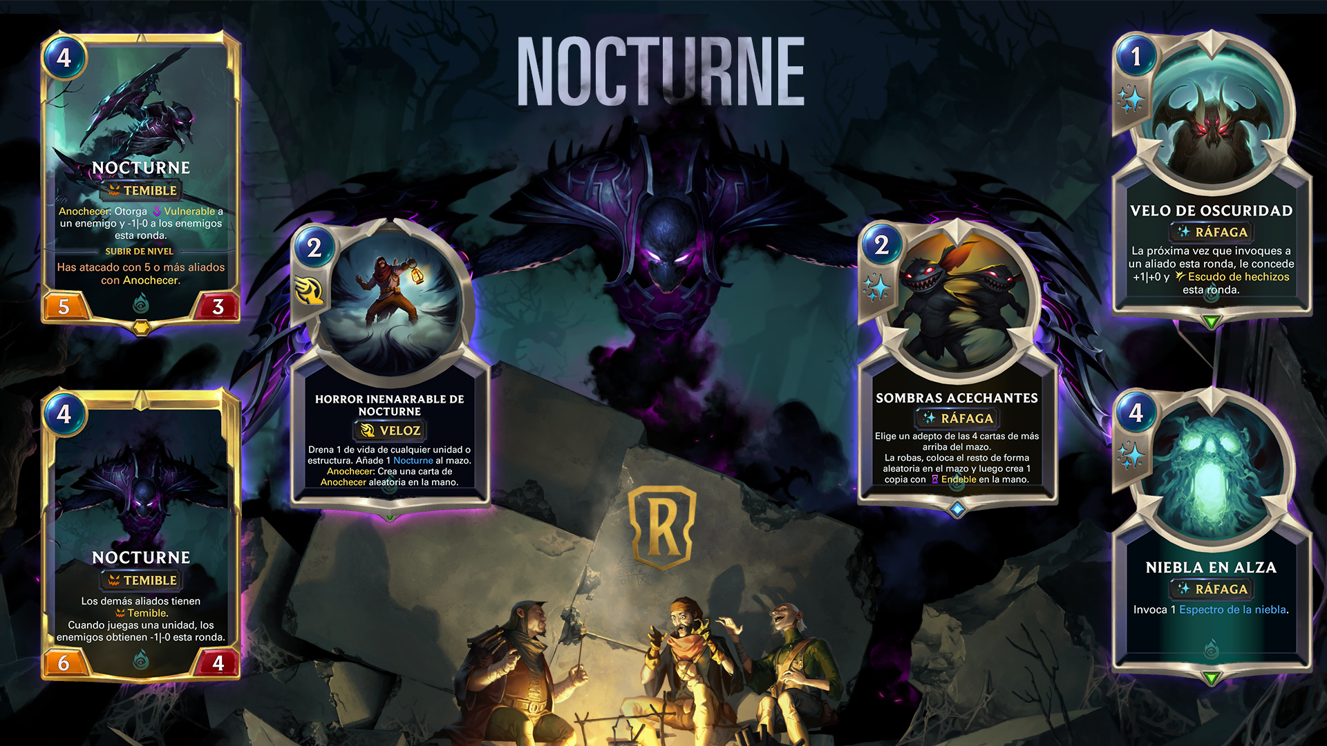 Nocturne y el resto de las cartas. Fuente: Twitter @RuneterraES