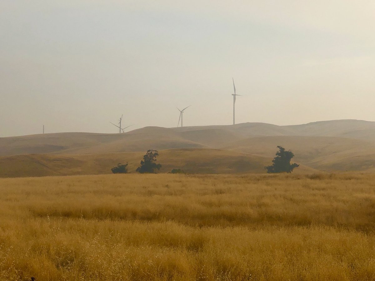 RoGonzalesTV's tweet image. The smoke is getting thicker and thicker by the hour again this morning… And by the looks of the windmills there’s not even a breeze to blow it out! #BeSafe #CALFIRE #DeerFire 🔥
