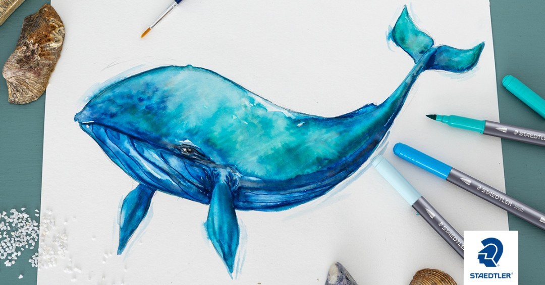 COLOR YOUR WORLD TUESDAY - Create a Watercolor Brush Pen Whale 
👉fb.staedtler.com/watercolorbrus…
 #STAEDTLER_NA #DesignJourney