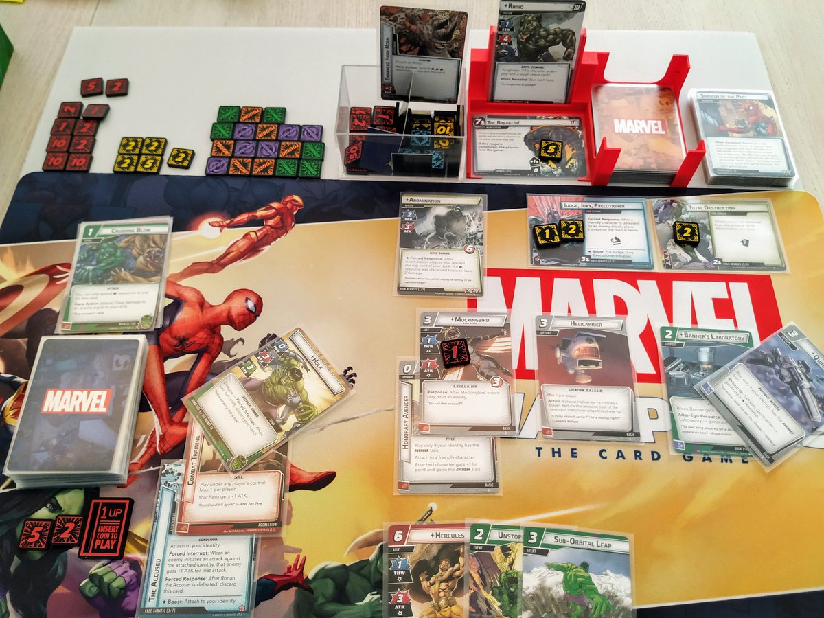 DeacisBGG's tweet photo. Yeah! Destroyed Rhino with the Ronan modular set on expert mode with an ally heavy agression deck! HULK SMASH!!! @FFGames #marvelchampionstcg https://t.co/88eiGzhUqm