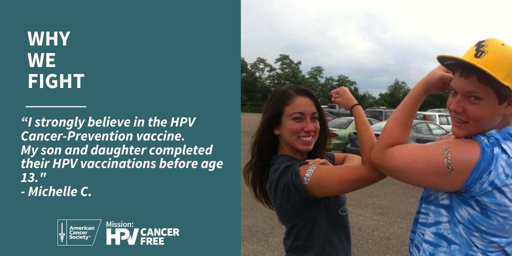 HPV vaccine series is best when given between ages 9 and 12.

Cancer.org/hpv
#HPVCancer Free