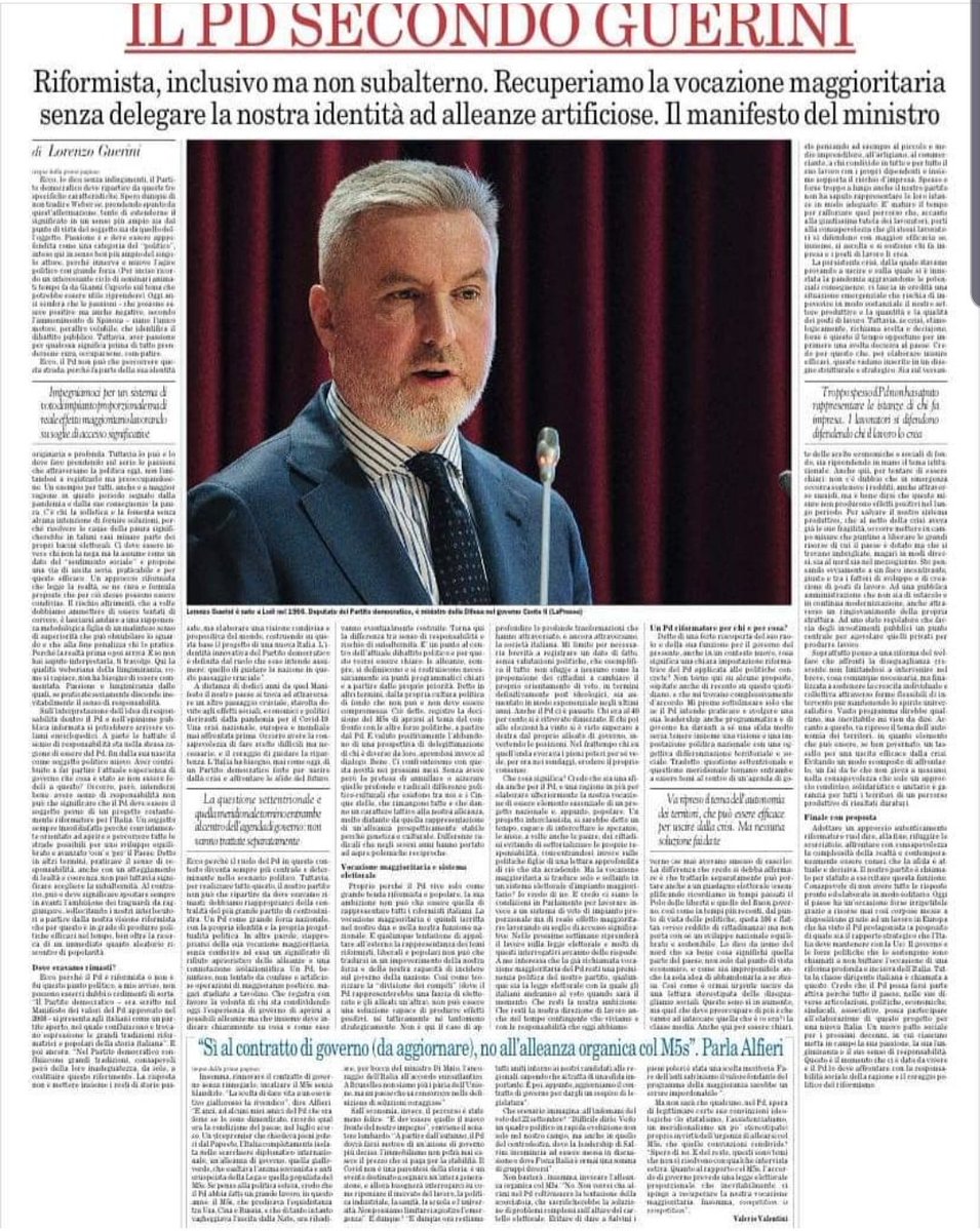 Importanti e condivisibili le parole di <a href="/guerini_lorenzo/">Lorenzo Guerini</a> oggi su <a href="/ilfoglio_it/">Il Foglio</a>, almeno per i tanti, e ripeto tanti, riformisti che hanno deciso di portare avanti la loro battaglia politica e culturale con il Partito Democratico. 

m.facebook.com/story.php?stor…