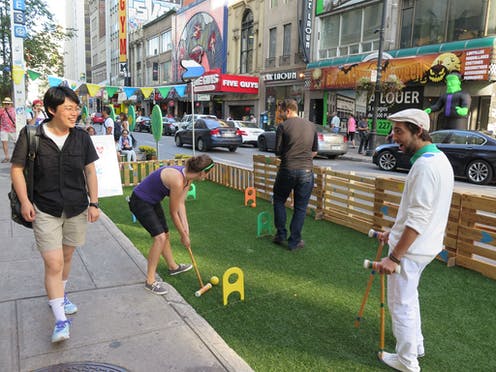 I've tried to avoid including examples that substitute parking spaces (a good thing), but made an exception for these toe curling hipsters.