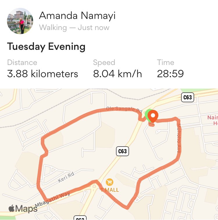 Evening jog... I’m now at the 8km/hr mark!!! Yaaaaaayyy!! Couldn’t cover much ground because it got dark so quickly but... I’m happy with the pace!!