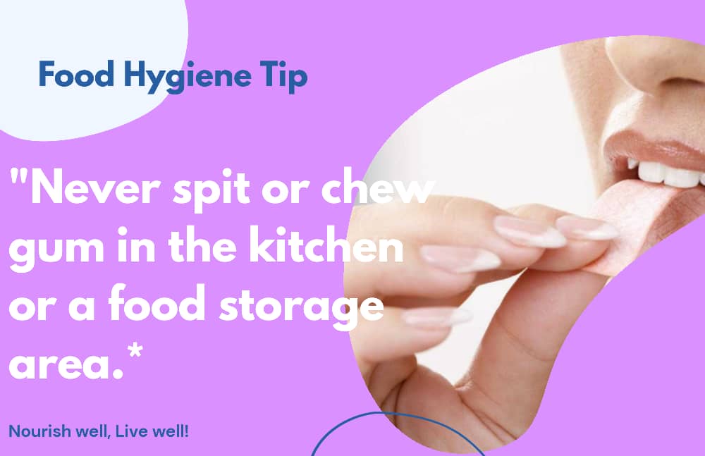 WellNourishAfr's tweet photo. 1️⃣7️⃣-0️⃣8️⃣-2️⃣0️⃣2️⃣0️⃣
FOOD HYGIENE TIPS👨🏽🍳👩🏽🍳
" *Never spit or chew gum in the kitchen or a food storage area.* "
#FoodHygieneTips
#NourishwellAfrica. https://t.co/4oZ4wah2Q2