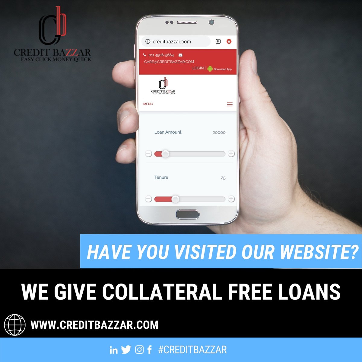 creditbazzar's tweet photo. We give collateral free loan.
Apply Now: https://t.co/GznDHHWlnn
.
.
.
.
#loan #money #business #finance #financialfreedom #instaloan   #investmentplanning #privatelender #credit  #personalloan #financialsolutions #financialservice #investing #invest #payday #income #paydayloans https://t.co/olmU6mO1vo