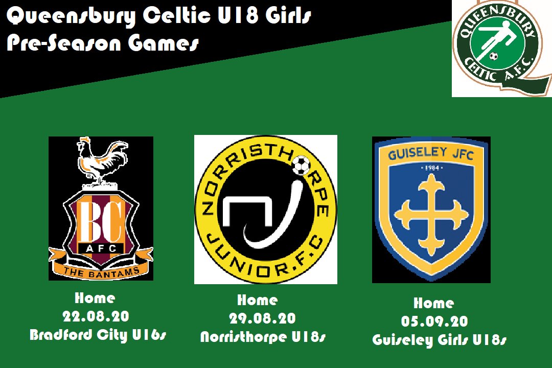 We've got a long season ahead of us, and are very excited about what's to come. Pre-season starts this weekend for <a href="/QCJFC/">Queensbury Celtic</a> U18 girls when we host Bradford City U16s