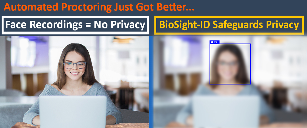 BioSigID's tweet image. Privacy is still a major concern amongst online students and rightly so... Luckily, our newest #automatedproctoring solution with #faceanonymization solves any privacy concerns while still stopping cheating as effectively as the &quot;other guys&quot; bit.ly/2CBYOAa