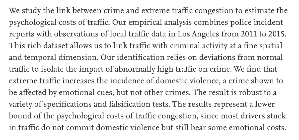 Reducing traffic can reduce domestic violence victimization: https://www.sciencedirect.com/science/article/abs/pii/S0047272718300422