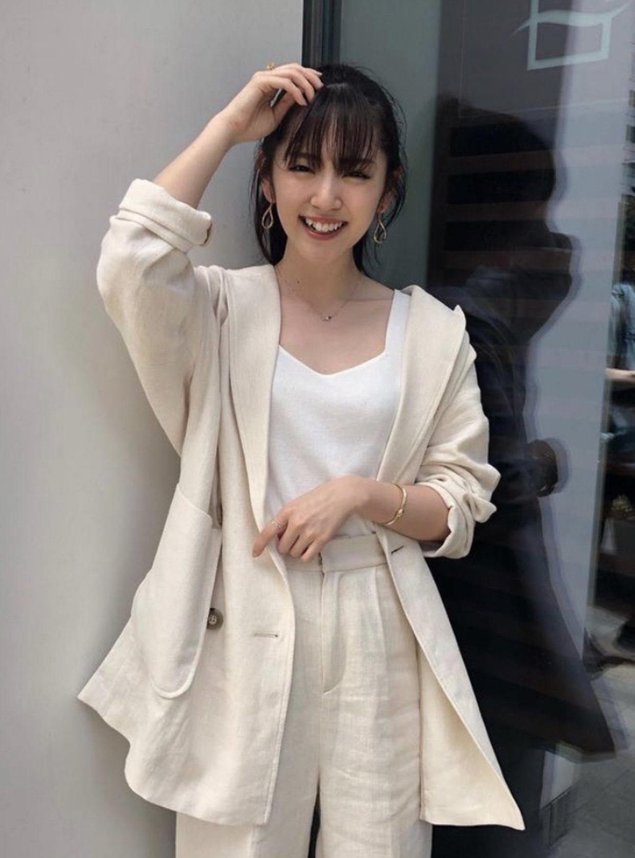 米倉涼子さん着用 パールボタンチェスター ロングコートM〜L