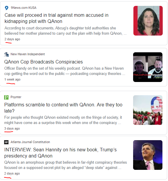 And maybe followers of QAnon are "crazy and dangerous" to suggest the media is coordinating against Q?I guess that is kind of crazy to suggest such a conspiracy, right?These were pulled on Friday, just after they started their LATEST smear campaign against Q.