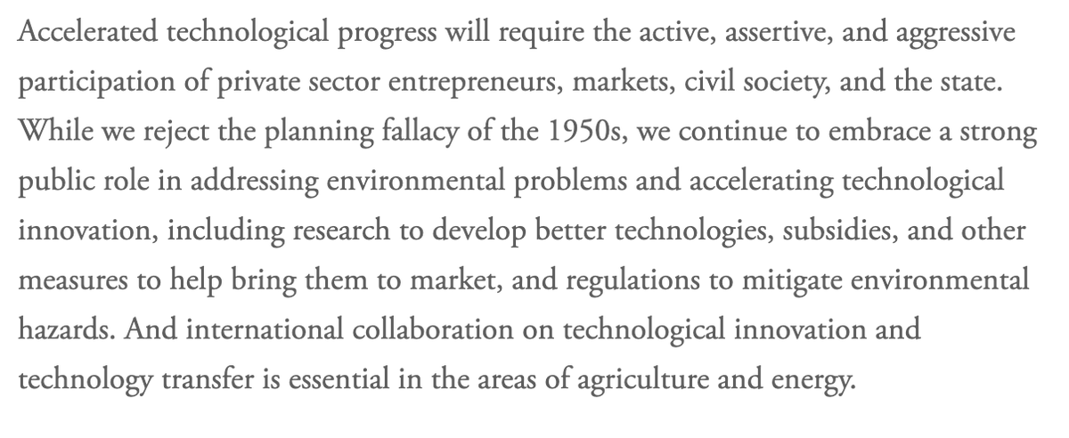 2. Because 19 coauthors, there was a lot of back and forth and wordsmithing throughout. I couldn't begin to say exactly why and how that phrase ended up where it did. But read in context, it is pretty clear that it does not suggest opposition to an expansive role for government.