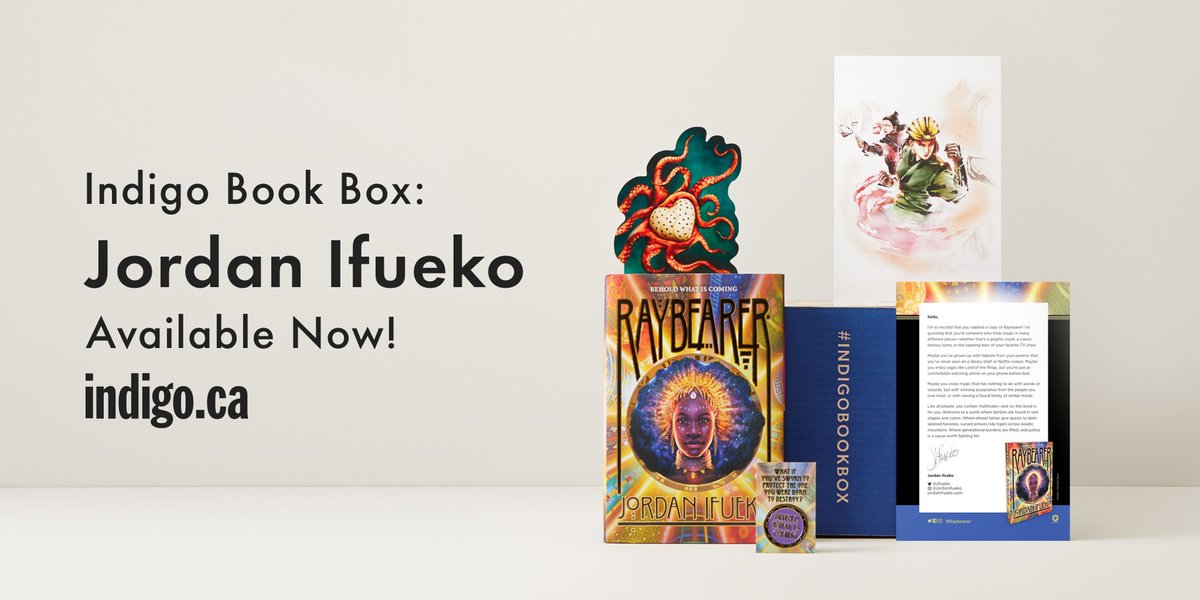 IndigoTeen's tweet photo. Our August #IndigoBookBox is now available! Be immersed in the lush world, and the folklore and magic of #Raybearer by @jifueko.
https://t.co/Kz3NH1Gga2 https://t.co/PJgbnCC3iE