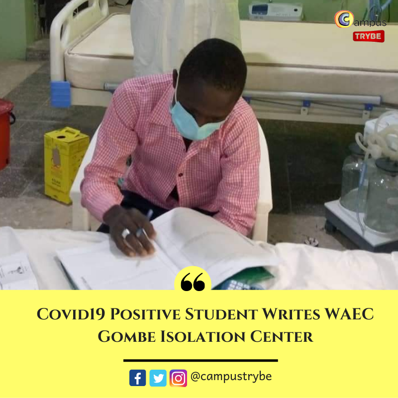 campustrybe's tweet photo. The Government Science Secondary School Gombe student who is Covid19 Positive took part in the Mathematics exam that was written on Monday,

Read more here: https://t.co/29VbHJxacI

#covid19 #waec #exam #campustrybe https://t.co/YsvGT5PtsC