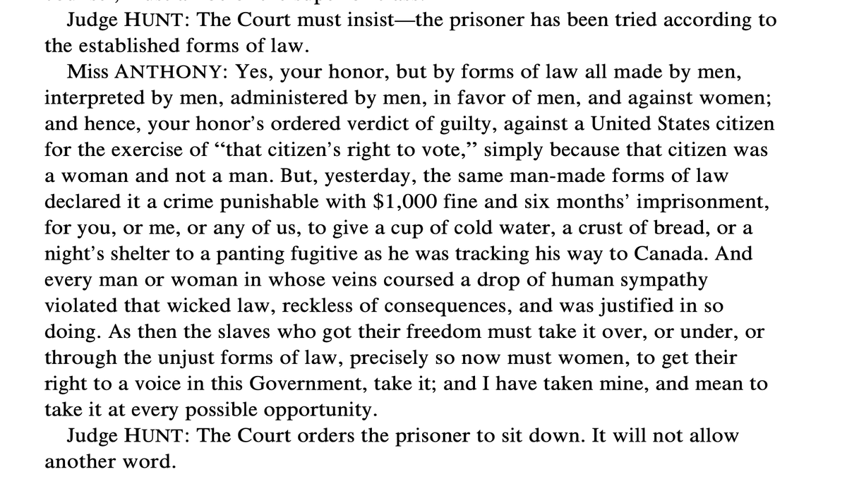 ...can you imagine the woman who said that also saying, "Oh thank you, sir, for pardoning me for the crime I committed." She would rather spit in Trump's face. Because she considered the law in that case, like many laws, to be unjust and inhuman. She continues below...