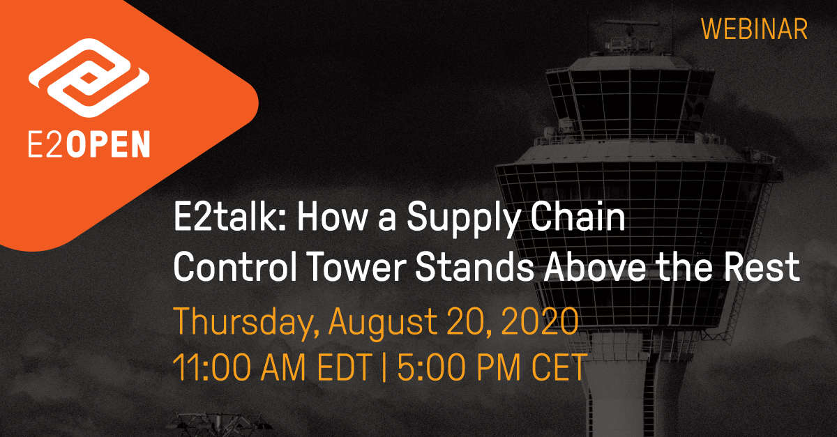 Join us on August 20 for our next #E2talk as our experts cut through the marketing hype around #supplychain control towers and discuss best practices on how to identify which "control tower" capabilities are important for your organization. bit.ly/2XSWeNP